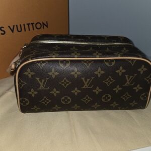 Louis Vuitton Brown Monogram Canvas Leather Toiletries Bag